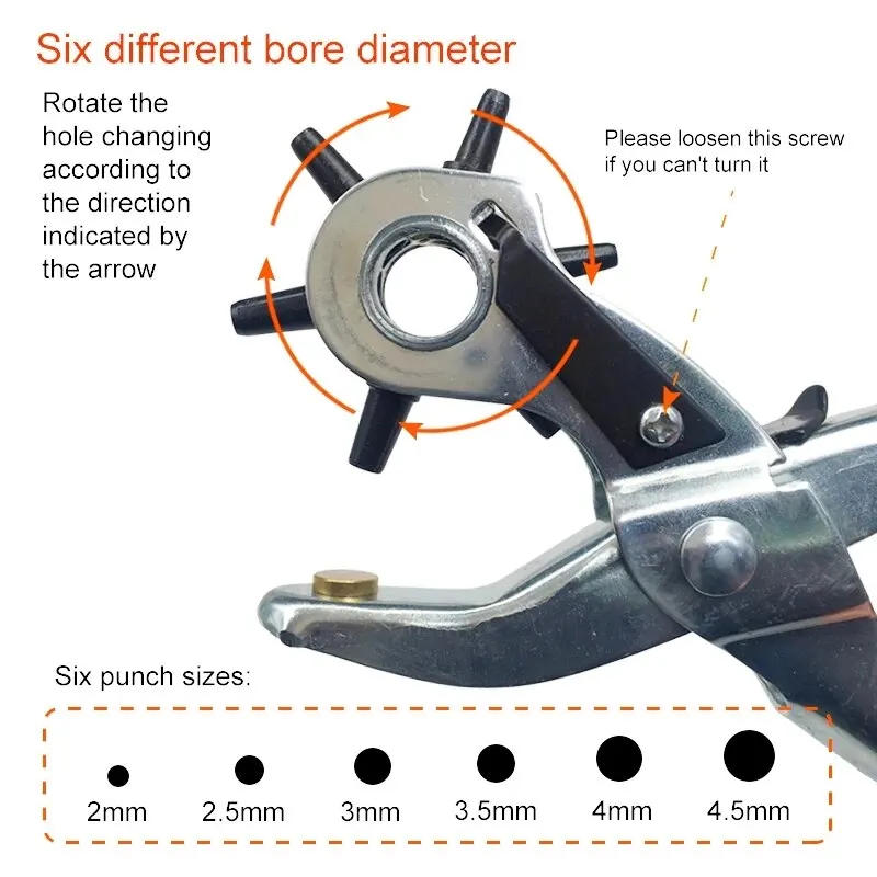 Description Picture 4 of itemMulti-function Punch Pliers Round Hole Oval Hole DIY Tool Watchband Strap Household Leathercraft Leather Belt Hole Punch Plier