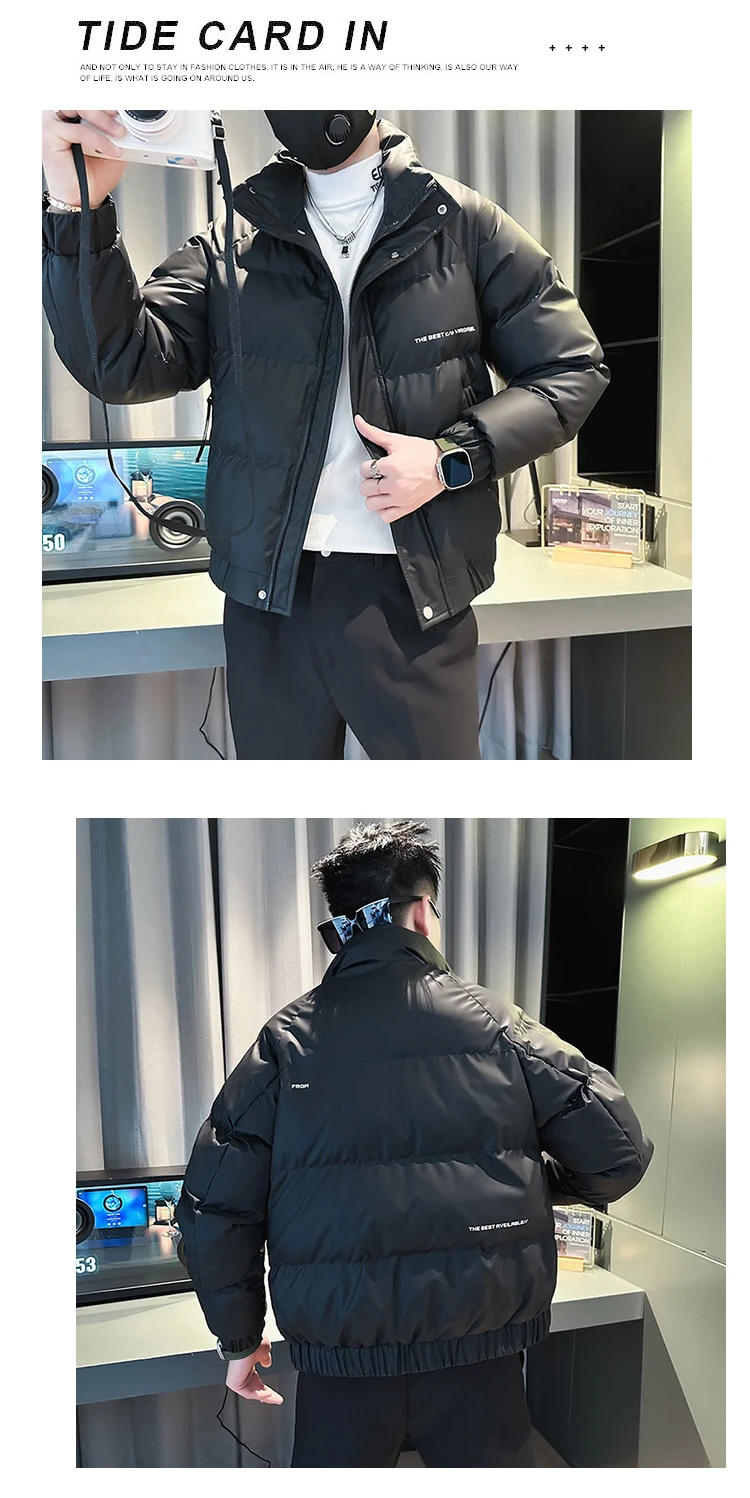 Description Picture 6 of itemWinter Thick Warm Parka Jackets Men's Casual Business Coats Cotton Padded Jacket Stand Collar Social Streetwear Overcoat 2023