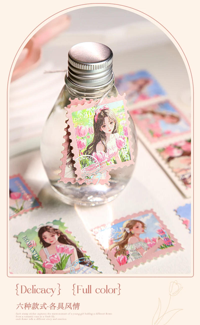 Description Picture 5 of item20 sheet Vintage INS Girl stamps Stickers Decorative Labels Diary Album hand made Scrapbooking supplies