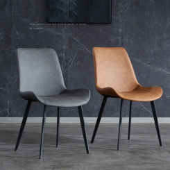 Nordic Leather Dining Chair For Kitchen Furniture Home Retro Computer Chair Luxury Restaurant Hotel Simple Back Dining Chair New