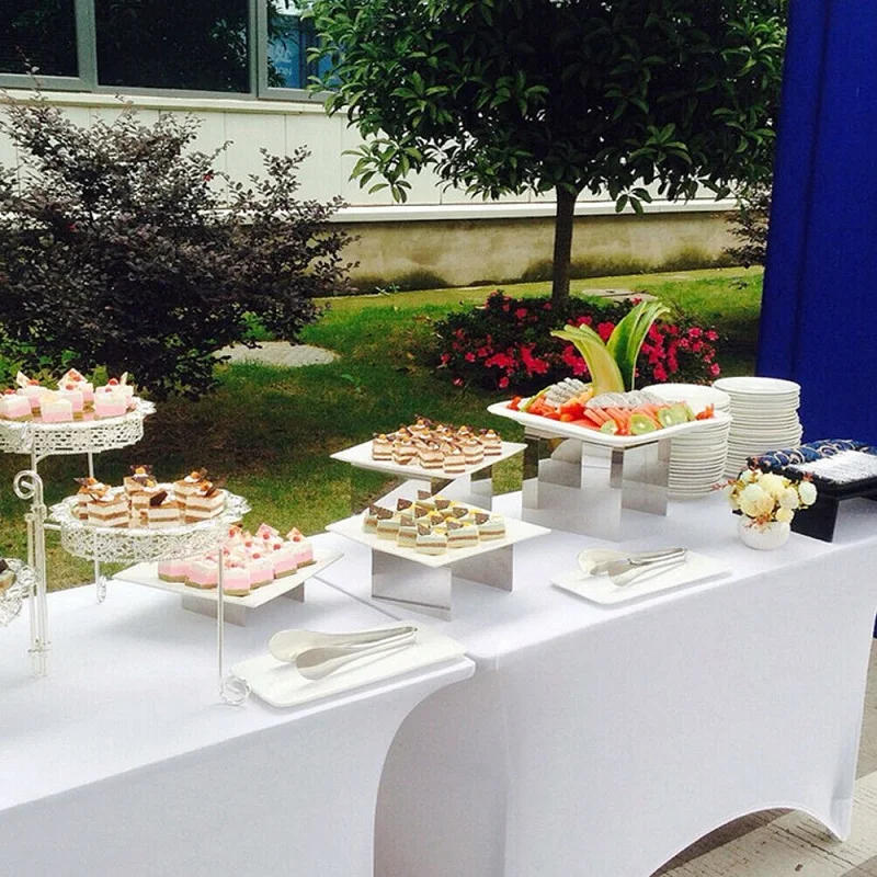 Description Picture 4 of itemTECHOME 4/5/6/8/10FT Stretch Rectangle Tablecloth Spandex Fitted Table Cover Wedding Cocktail