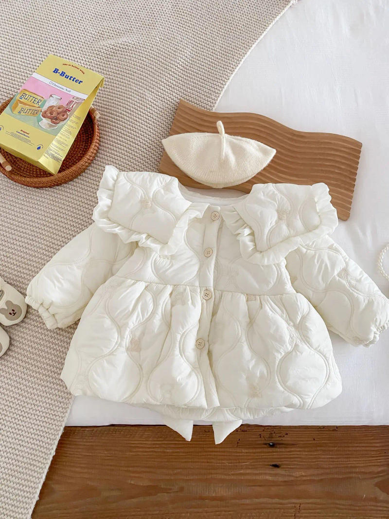 Description Picture 5 of item2025 Winter New Girl Long Sleeve Warm Coat Children Thick Cotton Padded Jacket Fashion Kids Girls Bow Large Lapel Coat Clothes