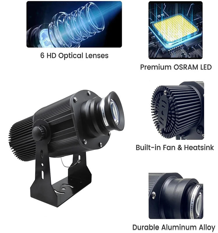 Description Picture 4 of item150W Outdoor Led LogoProjector Rotation Static Gobo Image Long Distance Projected HD Advertising Lights For business