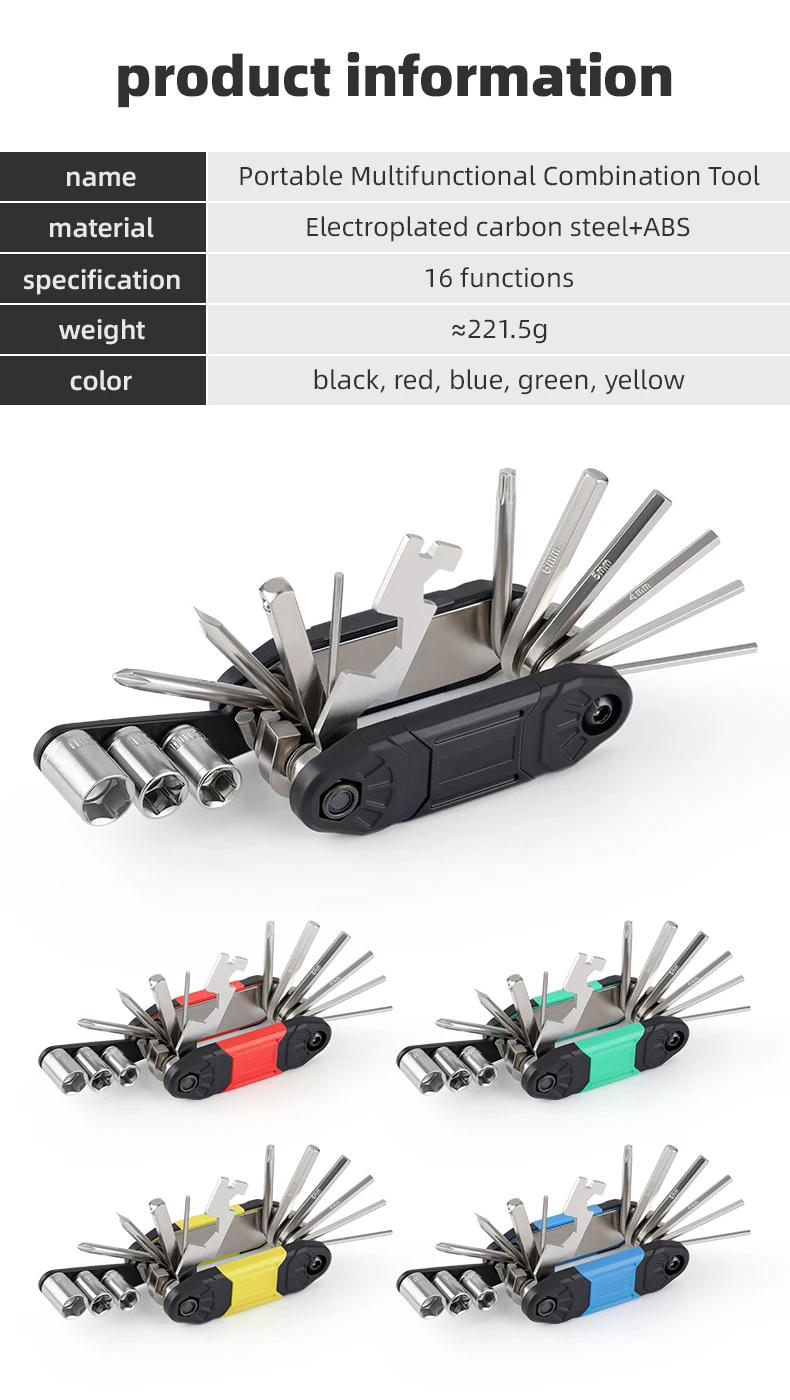 Description Picture 3 of itemMultifunctional Bicycle Repair Tool 16in1 Hexagon Wrench Sleeve Tool Mountain Bike Portable Combination Repair Tools Accessories