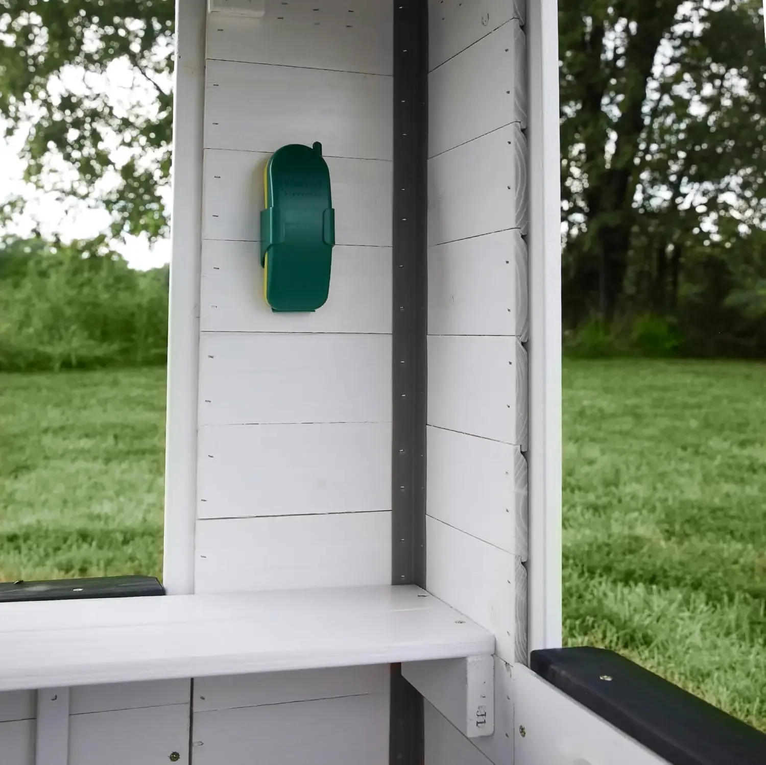 Description Picture 6 of itemSweetwater All Cedar White Modern Outdoor Wooden Playhouse Cottage Sink Stove Windows Kitchen with Pot and Pans and Utensils