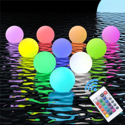 LED Floating Pool Light 16 Colors Pond Ball Lights Night Lamp Remote Swimming Pool Outdoor Lighting with Hook for Garden Decor