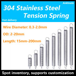 5~10Pcs/lot 0.5mm 304 Stainless Steel Dual Hook Tension Spring Hardware OD 3~6mm,Length 10-120mm,Support customization.