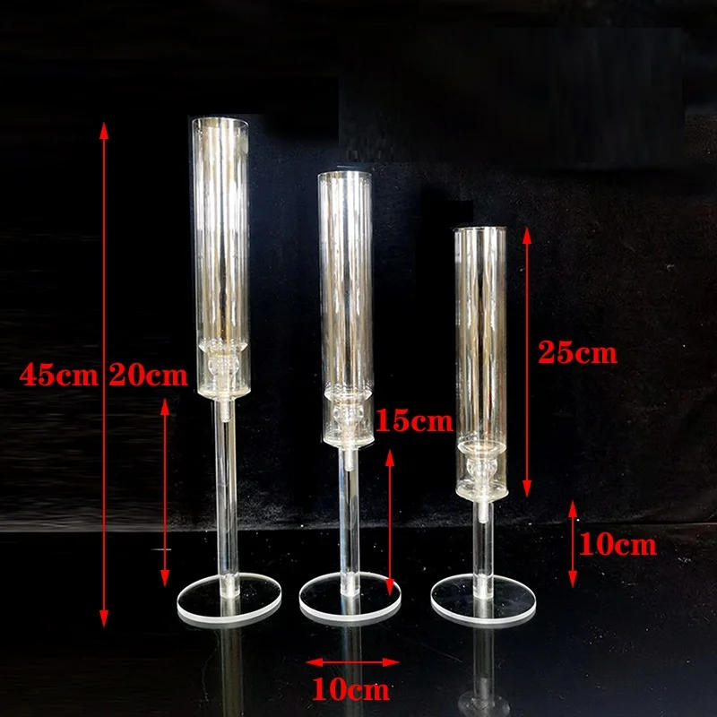 Description Picture 2 of item3 Pcs  Acrylic Candle Holders Acrylic Candlestick Centerpieces Road Lead Candelabra Centerpieces Wedding porps Christmas deco