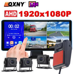 10.36'' Touch 4CH Split Screen Car DVR with AHD Backup Camera1080P MP4 Driving Recorder Monitor Black Box for Truck Bus Trailer