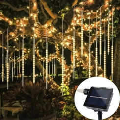 30/50cm Outdoors 8 Tube Solar LED Meteor Shower Light Falling Raindrop for Holiday Yard Fairy String Light Christmas Decoration