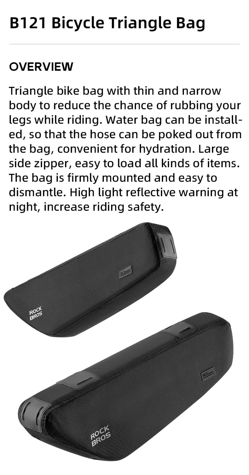 Description Picture 5 of itemROCKBROS Bicycle Tube Bag Set Waterproof Bag Large Capacity Item Storage Triangle Bag Pack Bike Frame Bag Road Bike Accessories