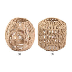 Simulated Rattan Chandelier Lamp Shade Rustic Ceiling Light Cover Bulb Guard Cage for Living Room Bedroom Hotel Restaurant