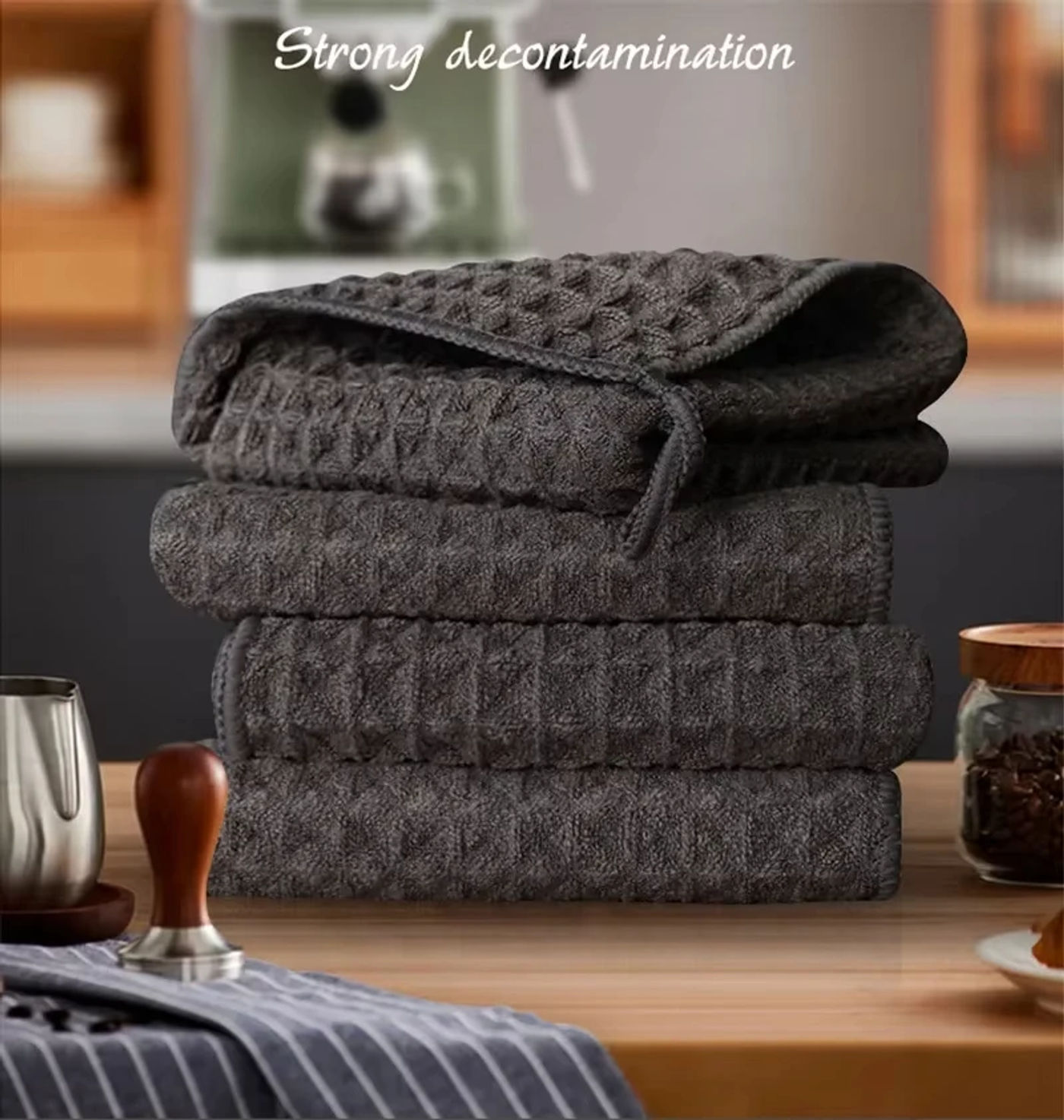 Description Picture 3 of item1/5Pcs Coffee Bar Barista Cleaning Towel Microfibre Strong Absorbent Cleaning Towel Household Coffee Machine Cleaning Towel