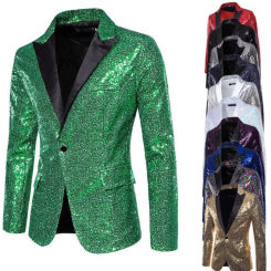 Mens Show Tuxedo Dress Coat Blazer Suit Tops Sequin Club Prom Party Suit Jackets