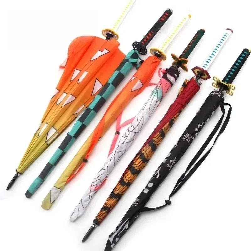 Description Picture 3 of itemDemon Slayer Anime Sword Umbrella Kimetsu No Yaiba Long Handle Parasol Tanjirou Kyoujurou Japanese Samurai Sword Katana Umbrella