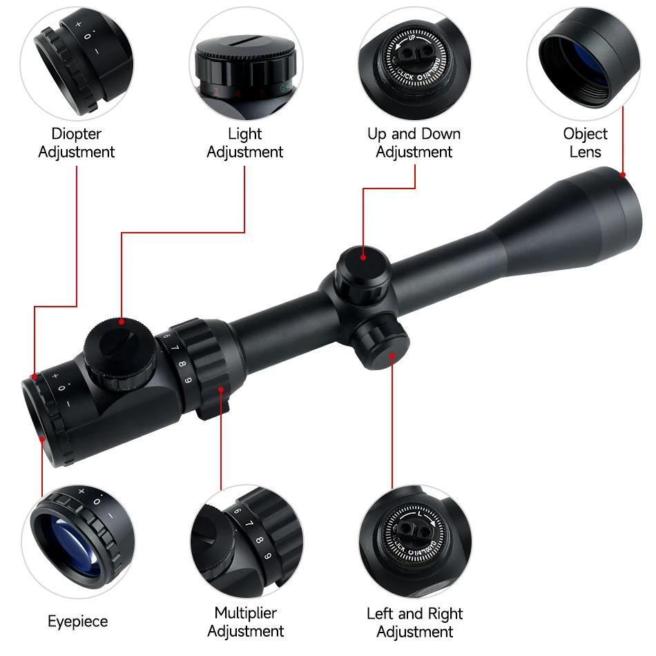 Description Picture 6 of itemOutdoor Shooting Optics Rifle Scope Adjustable Red Green Reticle Airsoft Sight 3-9x32 3-9x40 3-9x40EG Tactics Hunting Riflescope