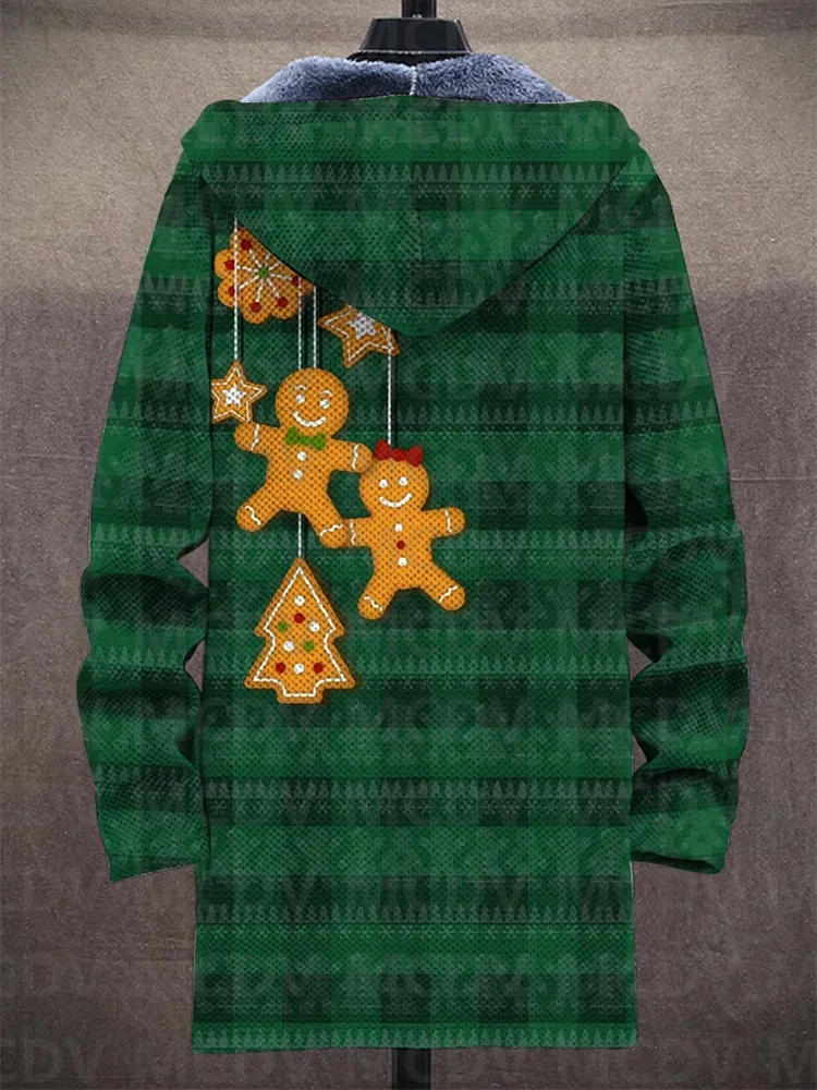 Description Picture 3 of itemMen's Christmas Gradient Snowflakes Fashion Plush Thick Long-Sleeved Sweater Coat Cardigan