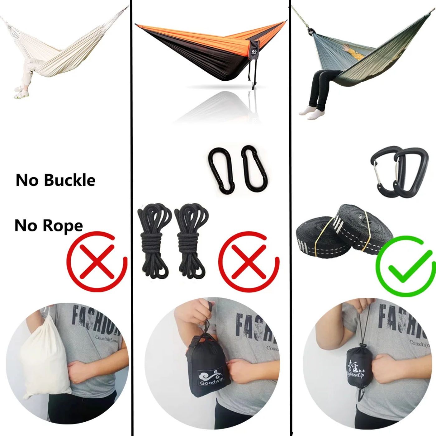Description Picture 5 of item300x140cm Camping Parachute Hammock Single Portable Outdoor Indoor Nylon Hammock Adult Child Swing for Adventure Garden Backyard