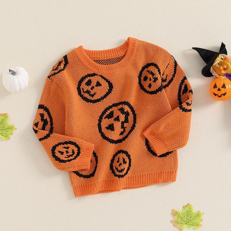 Description Picture 4 of itemBaby Halloween Sweaters Long Sleeve Round Neck Graphic Print Knit Tops Toddler Sweatshirts