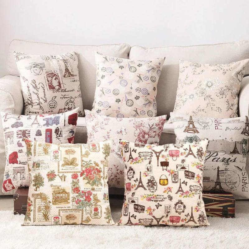 Description Picture 3 of item45x145CM Retro Vintage Eiffel Tower Cartoon Printing Pattern Natural Cotton Linen Blend Fabric for DIY Sewing Craft Upholstery