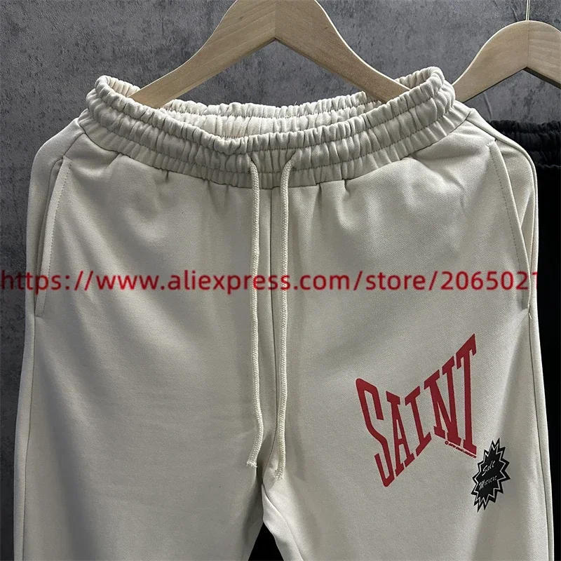 Description Picture 5 of itemHeavy Fabric Saint Michael Sweatpants Men Women Couple Angel Print Jogger Drawstring Trousers  Pants Soft fabric