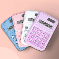 Small Solar Calculator Portable Calculator Cute 8 Digits LCD Electronic Home Office Calculator for Kid Primary School Calculato