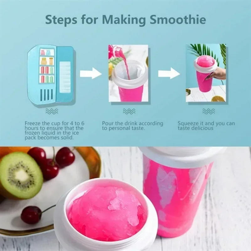 Description Picture 4 of itemMagic Quick Frozen Smoothies Cup Cooling Cup Double Layer Squeeze Cup Slushy Maker Homemade Milk Shake Ice Cream Maker