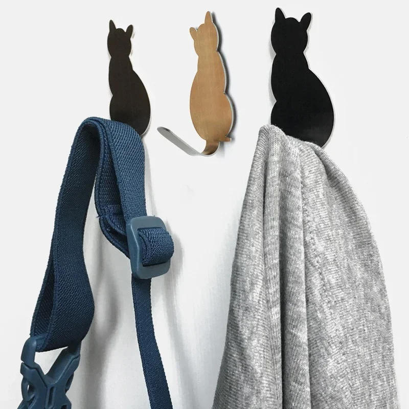 Description Picture 5 of item2Pcs Self Adhesive Hooks Cat Pattern Storage Holder for Bathroom Kitchen Hanger Stick on Wall Hanging Door Clothes Towel Racks
