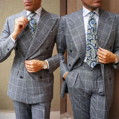 Gray Men Suit Tailor-Made 2 Pieces Blazer Pants Double Breasted Gentlemen Work Wear Formal Business Causal Party Tailored