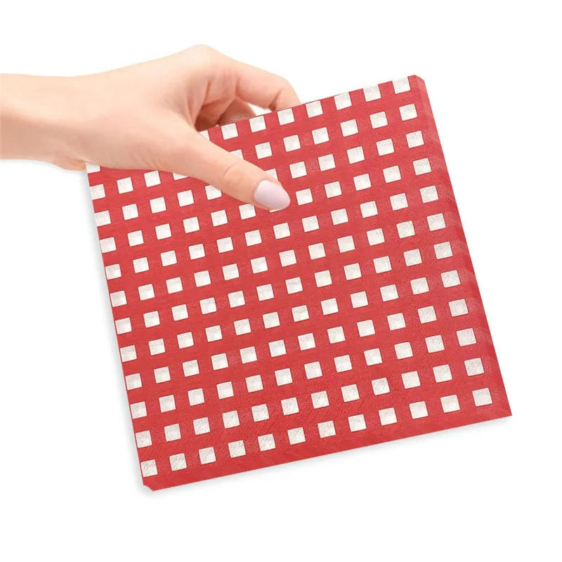Description Picture 4 of item20Pcs Classic Vintage Plaid Checkered Printed Disposable Dinner Napkin Paper Birthday Wedding Party Decoration