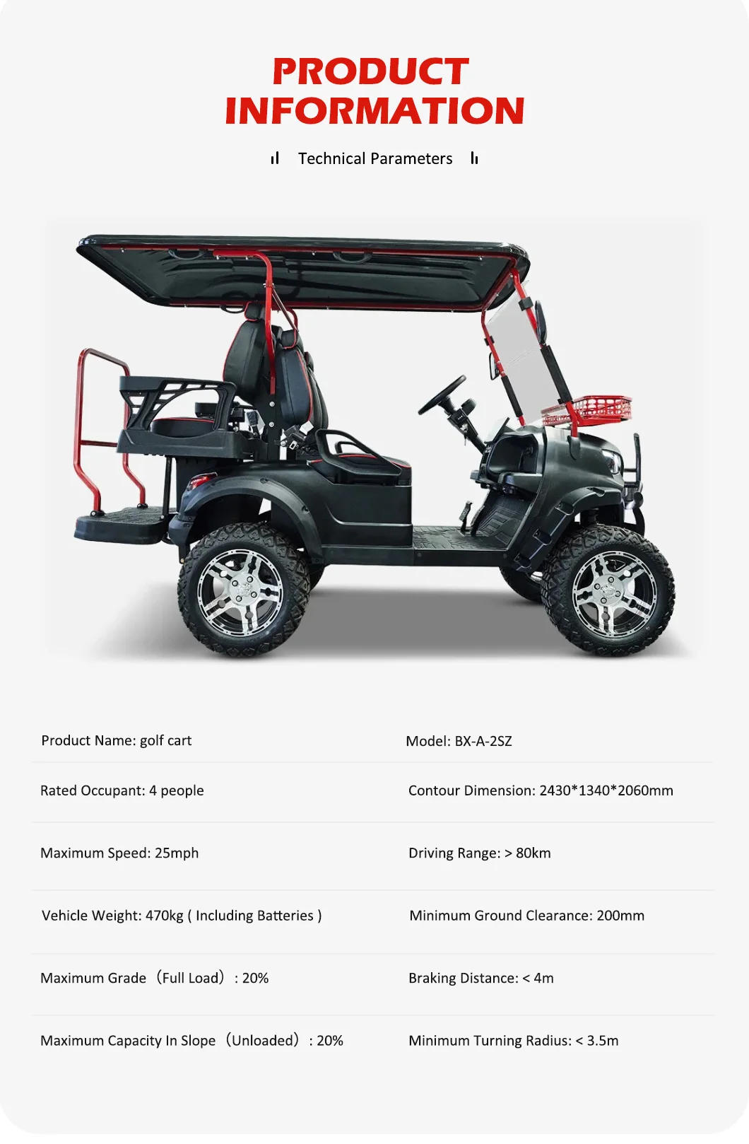 Description Picture 4 of item4 Seat Sightseeing Bus Club Cart Electric Golf Buggy Hunting Cart