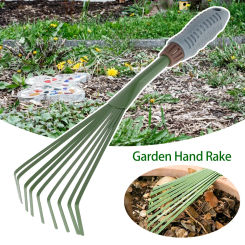 Garden Rake Grass Rake Hand Rake Leaf Broom with Comfort Grip Cleaning Rake Pet Excrement Rake Gardening Tools