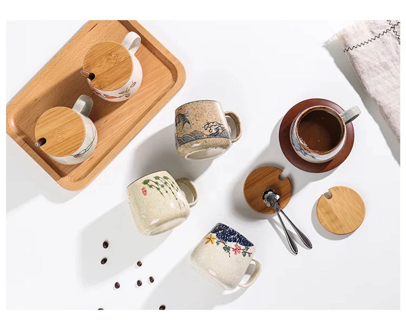 Description Picture 5 of itemYWDL 380ml Japanese Retro Style Ceramic Coffe Mug Kiln Glaze Milk Breakfast Cups Home Teacup Tumbler Water Mug Gift For Friends