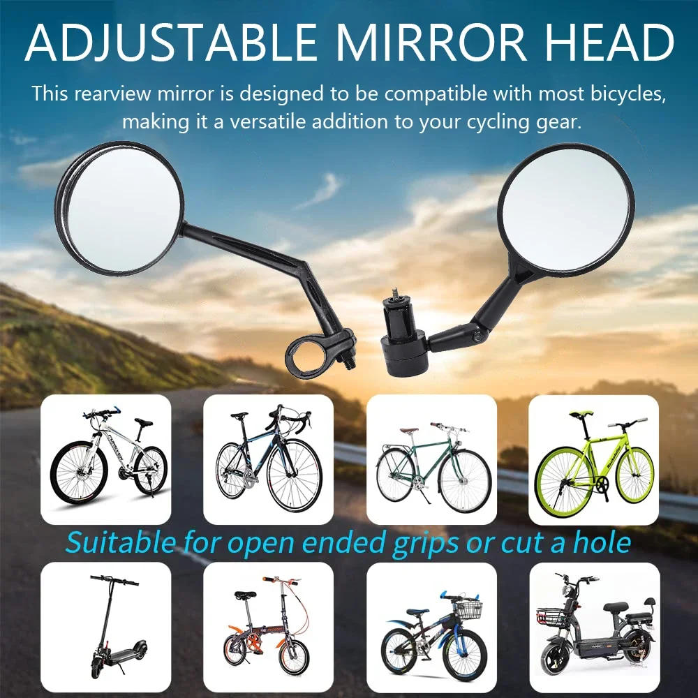 Description Picture 4 of itemBicycle Rearview Handlebar Mirror Adjustable Rotation Auxiliary Convex Mirror Handlebar Mount Bike Rear View Mirrors Accessory