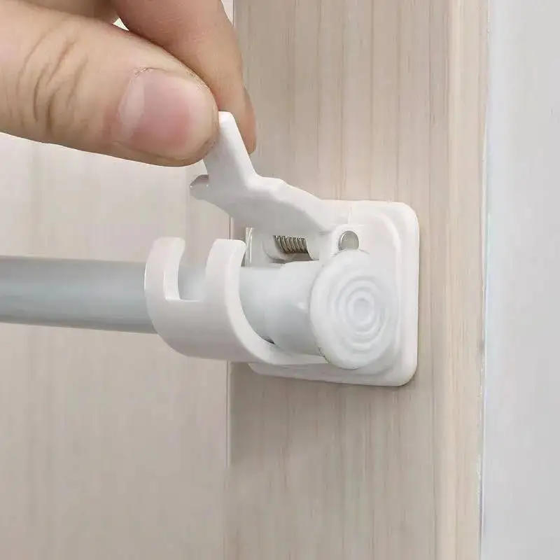 Description Picture 4 of item2-8PCS Adjustable Curtain Rod Clip Self Adhesive Wall Hooks Punch-free Shower Curtain Rod Hanging Holder Bathroom Accessories