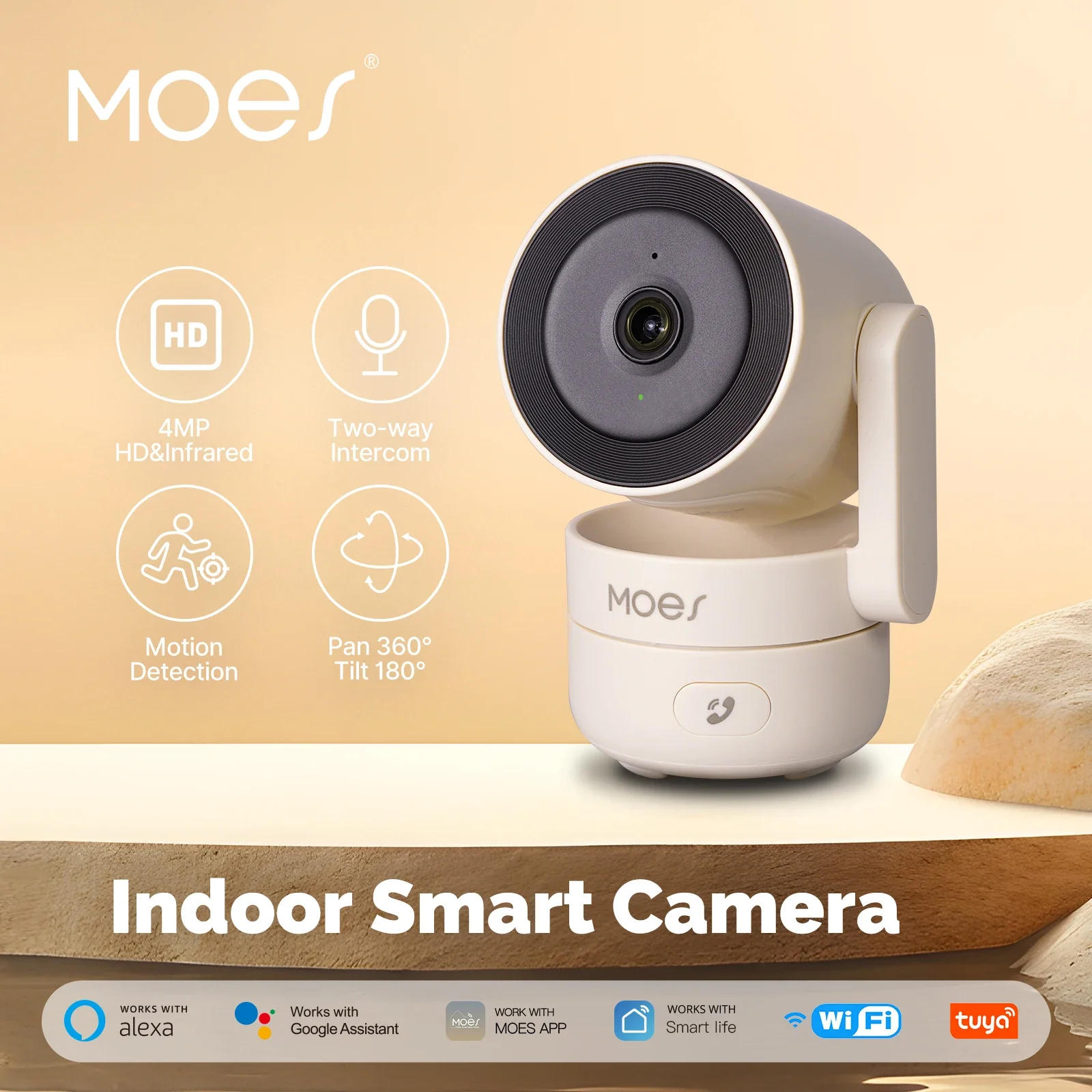 Description Picture 3 of itemMOESTuya WiFi Indoor Pan/Tilt Smart Security Camera 4MP HD Infrared Night Vision Motion Sound Detection Monitor Panoramic Patrol