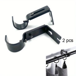 2pcs Metal Curtain Rod Brackets Set Drapery Poles Parts For Drapes Door Curtains Door Rust Hardware Dressing Easy Installation