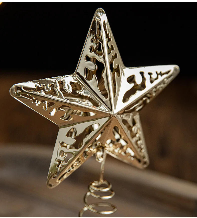 Description Picture 6 of itemMetal Christmas Tree Topper Glittered Gold Star Hallow Tree Topper for Mas Tree Decoration Holiday Party Home Indoor Ornaments
