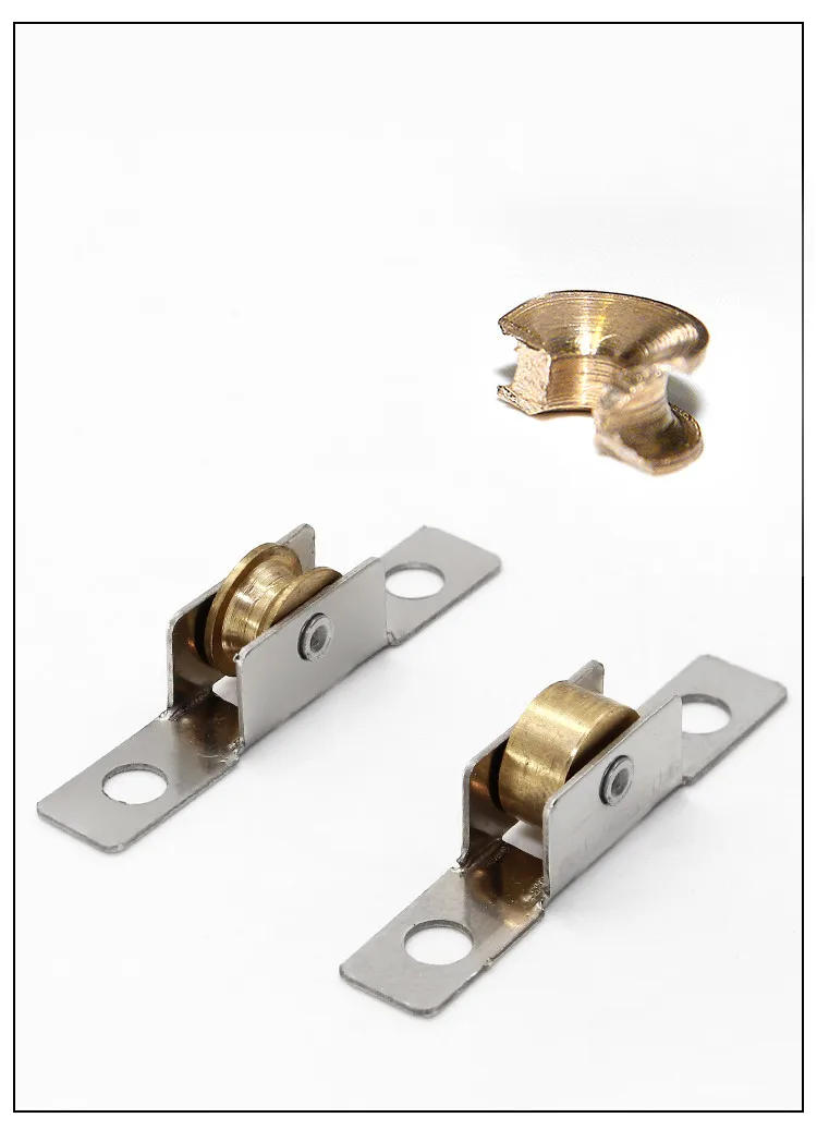 Description Picture 3 of item10Pc Stainless Steel Window Pulley Kitchen Cabinet Sliding Door Roller Runners Mute Copper Caster Wheel Furniture Track Hardware