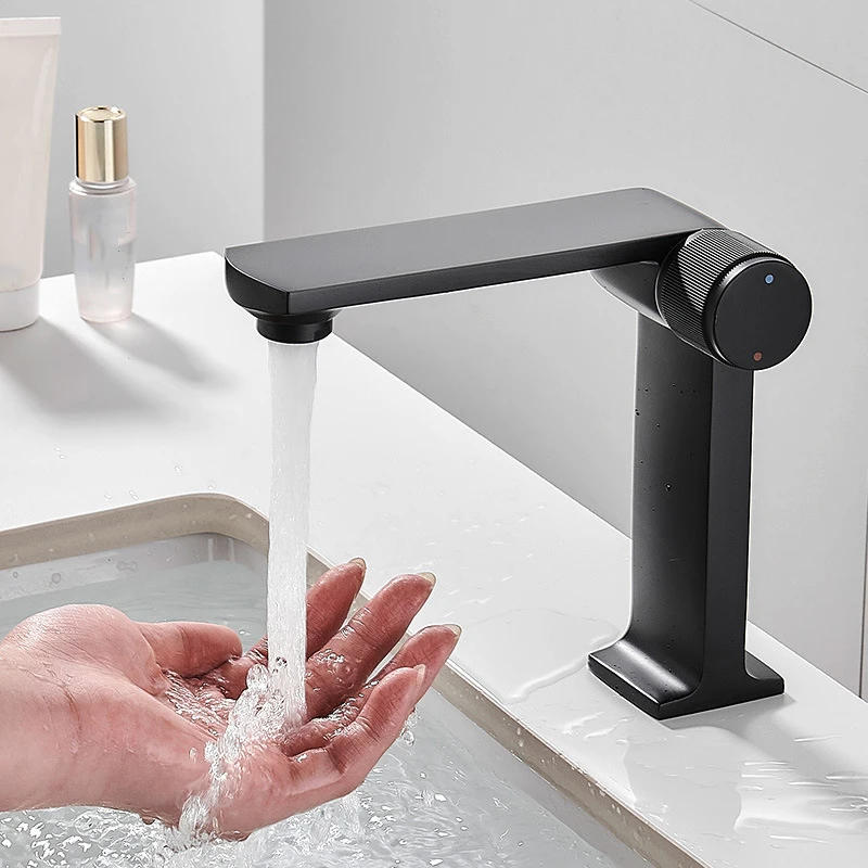 Description Picture 4 of itemModern Hot and Cold Water Mixer Taps Black Gold Bathroom Sink Basin Faucet Chrome Bathroom Accessories Deck Mounted Basin Tap