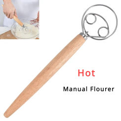 Cake Tools Kitchens Accessories Danish Dough Whisk Kitchen Utensils Stainless Steel Dutch Bread Hand Mixer Wooden Handle Pizza