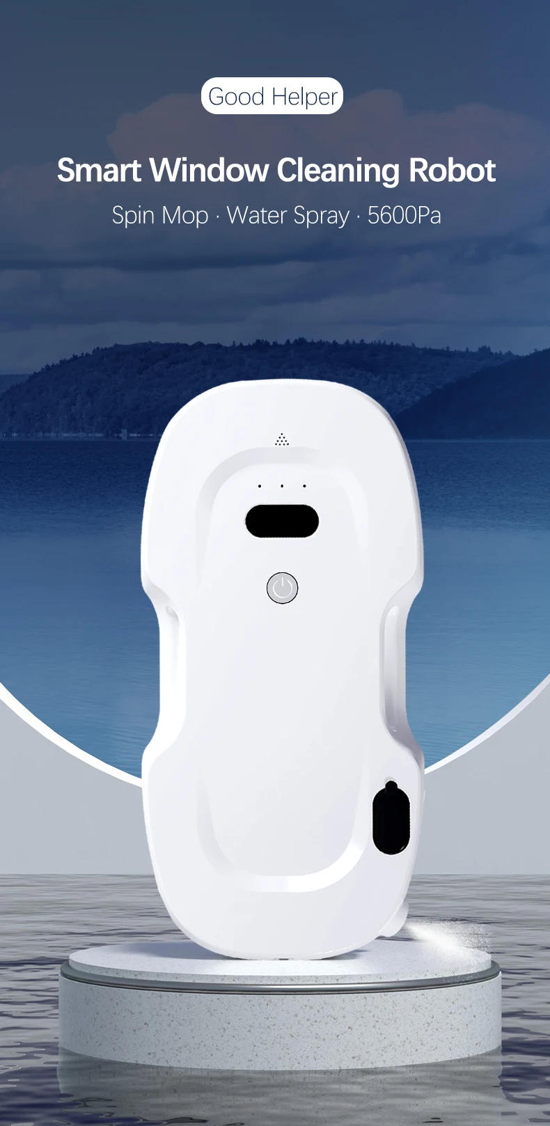 Description Picture 2 of itemNEW 5600Pa High Suction Window Cleaning Robot Electric Smart Water Spray Window Cleaner Robot Anti-falling Vacuum Cleaner