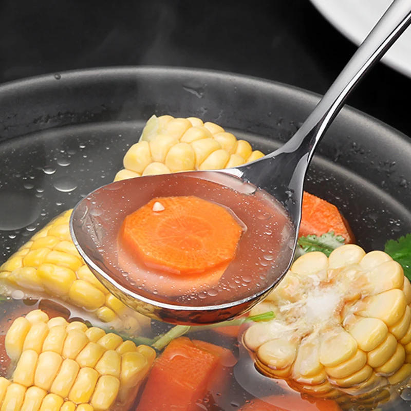 Description Picture 6 of item2/1Pcs Stainless Steel Spoon Thicken Long Handle Soup Spoons For Hot Pot Scoops Colander Home Kitchen Tableware Cooking Utensils