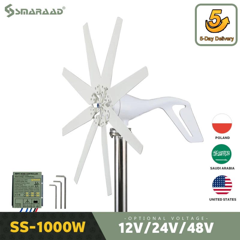 Description Picture 6 of item6kwh Horizontal Wind Turbine 12V 24V 48V With Free Controller and Solar Cell System For Household 220V