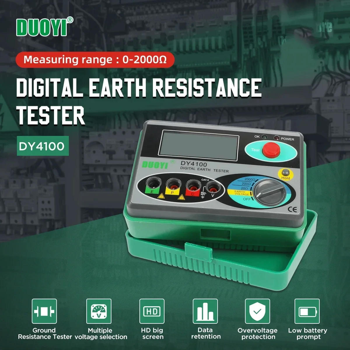 Description Picture 2 of itemDY4100 Digital Earth Ground Resistance Meter Meg-ohmmeter 0-2000 Ohm Electrician Resistance Tester Voltage Measuring Instruments