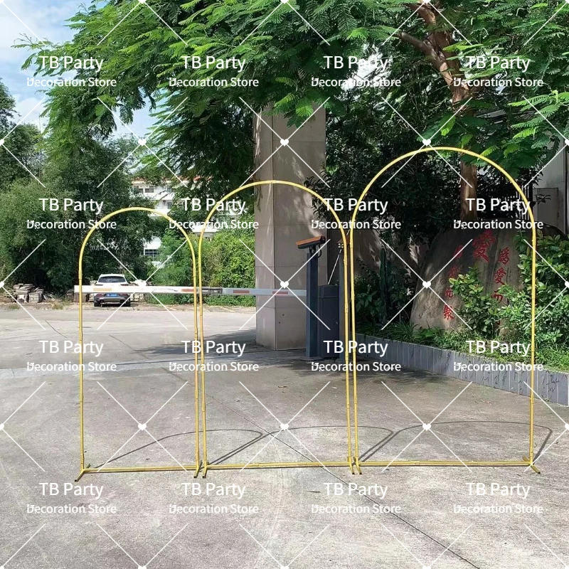 Description Picture 2 of item20mm Pipe Chira Backdrop Stand Large Size Gold Metal Balloon Arch Set Photography Background Wedding Party Decor Flower Support