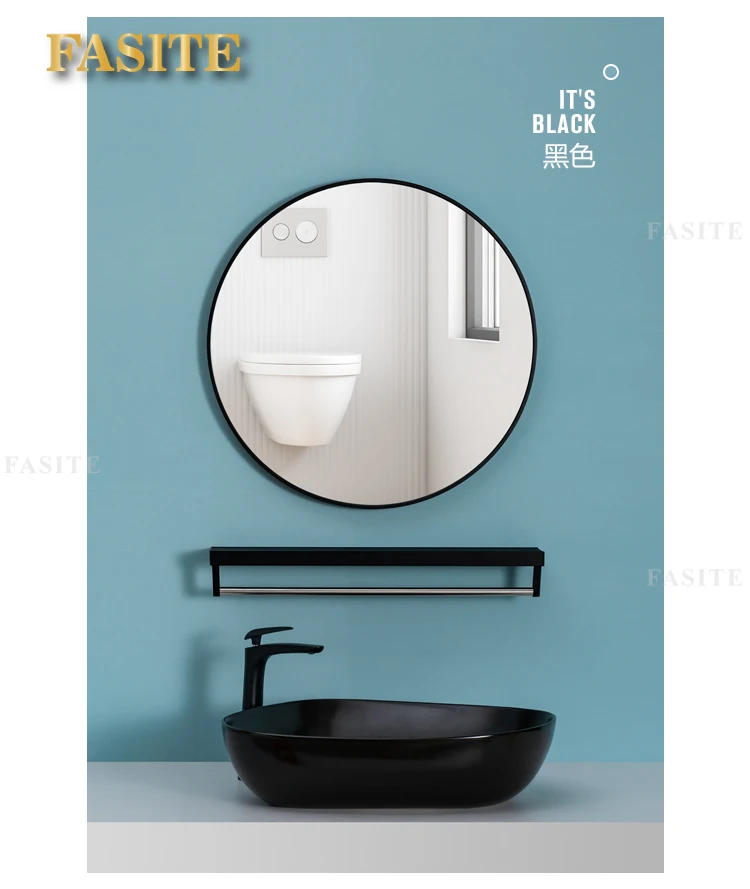 Description Picture 6 of item40/50/60/70cm Simple Make UP Mirror Round Vanity Bathroom Mirror With Shelf Wall-mounted Free Punch For Women Make Up Mirror