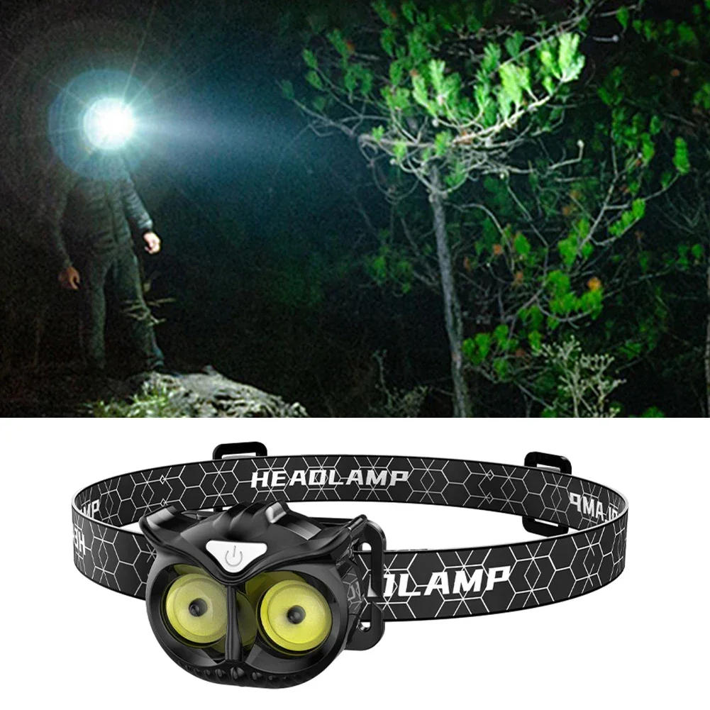 Description Picture 2 of itemCOB Owl Headlamp Waterproof USB Rechargeable Headlight with Hook and Magnetic for Adults Children Running Fishing Riding Camping