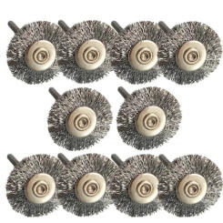 10Pcs Brass Brush Steel Wire Wheels Brushes Drill Rotary Tools Polishing Rotary Tools Metal Rust Removal Brush Set