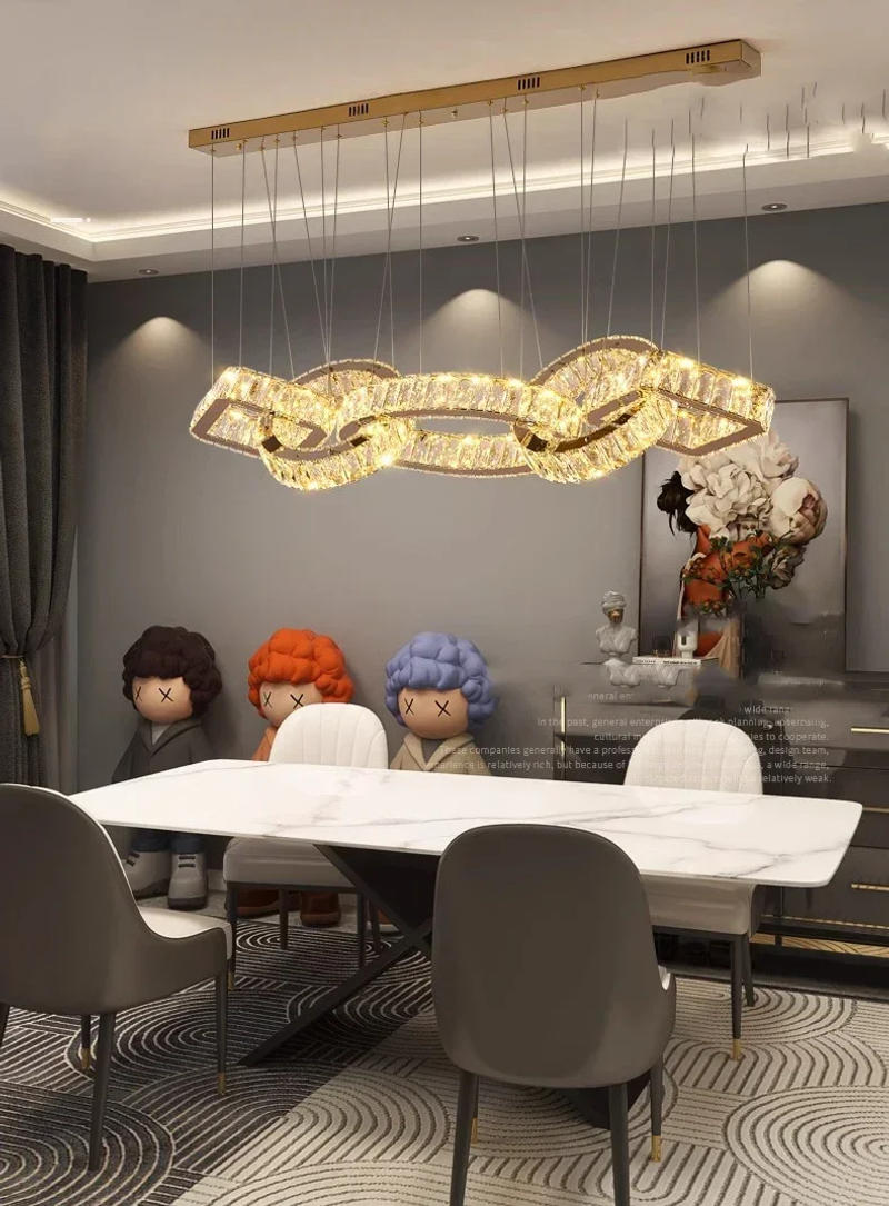 Description Picture 2 of itemCrystal Kitchen Island Pendant Lights Luxury Dining Table Bar Chandeliers Living Room Hanging Lamps for Room Decor LED Fixture